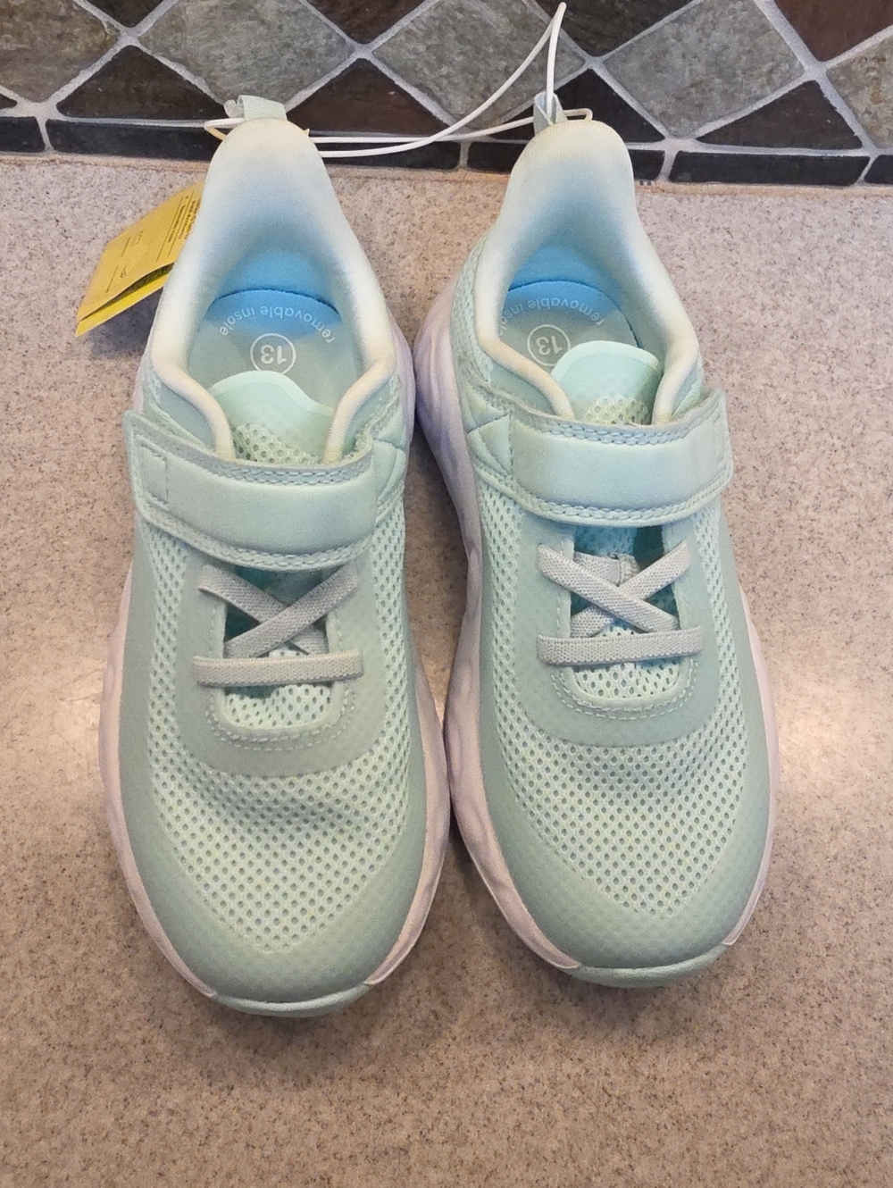 Kids Light Mint Athletic Sneakers with Hook-and-Loop Strap
